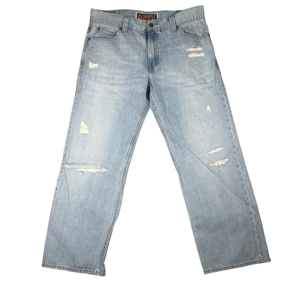 Levis 549 Low Loose Distressed Jeans Mens 36 Light Wash Blue Baggy Denim 549-01